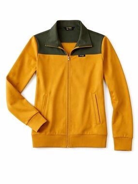 Women's Gold Zip-Front Jacket with Olive Yoke